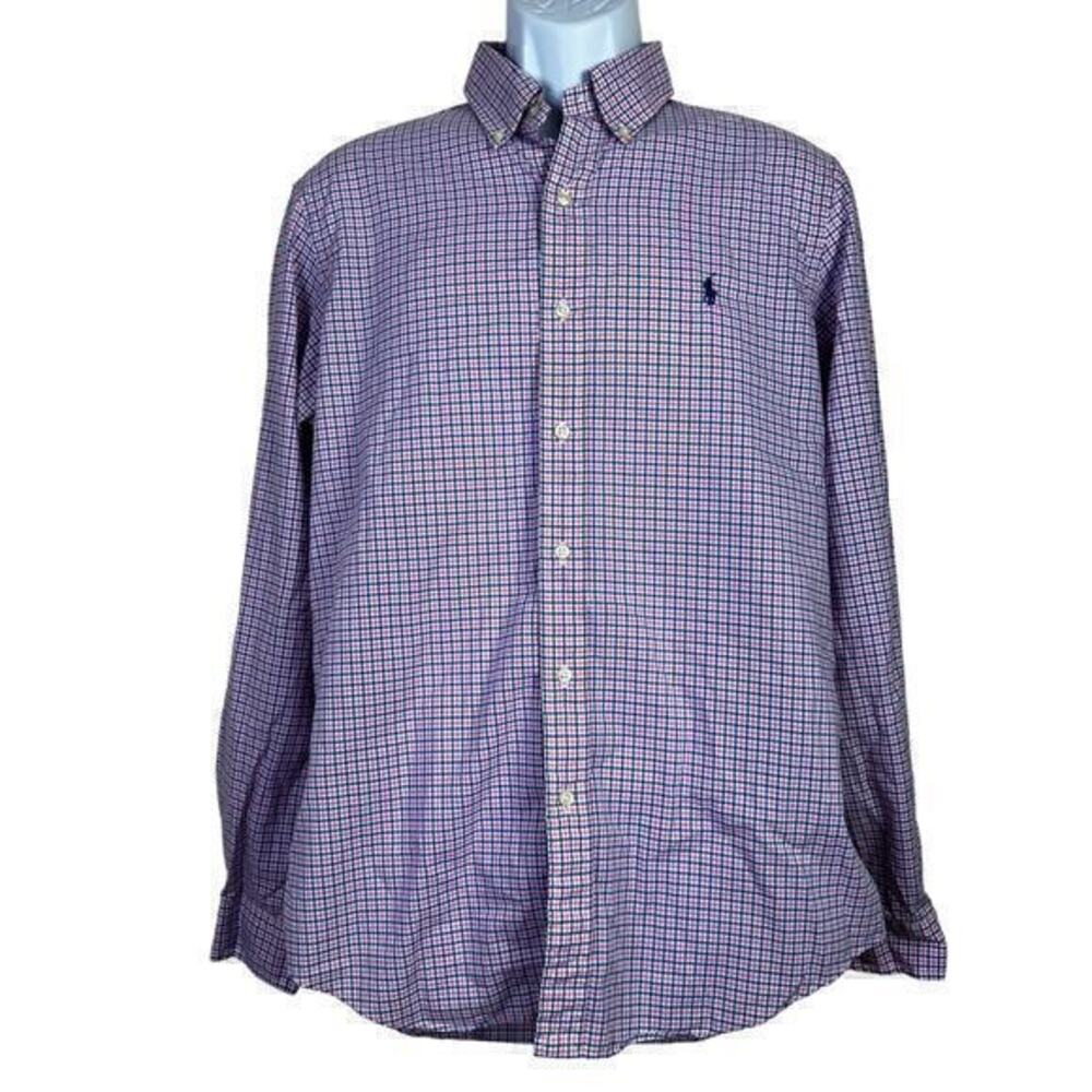 Ralph Lauren Men’s Casual Shirt Button Down plaid pink Size M
